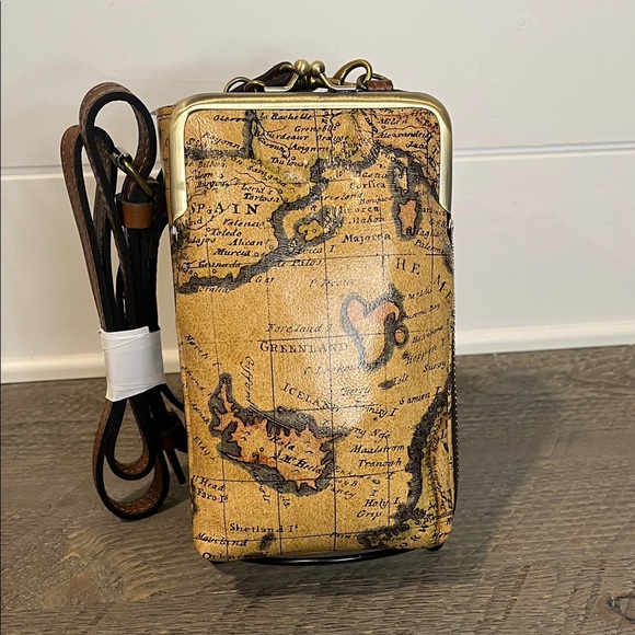 Patricia Nash Handbags - NWOT Patricia Nash Farleigh Leather Phone Crossbody Wallet - European Map - RFDI